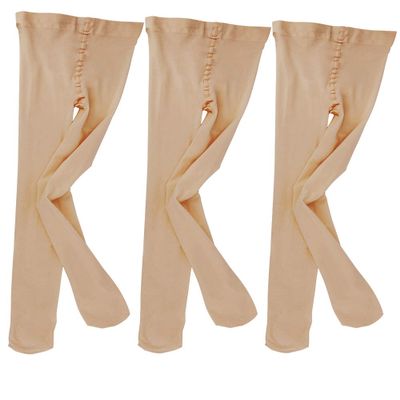 Tan Women Tights Soft Footed Anti-Skidding Ballet Leggings for Party, Daily Life 3 Pairs