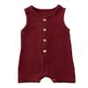 Baby Boys' Short Sleeve Rompers Jumpsuit,Organic Cotton and Linen Sleeveless One-Piece Coverall (H-Wine Red,70(0-6M)) view 1