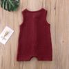 Baby Boys' Short Sleeve Rompers Jumpsuit,Organic Cotton and Linen Sleeveless One-Piece Coverall (H-Wine Red,70(0-6M)) view 2