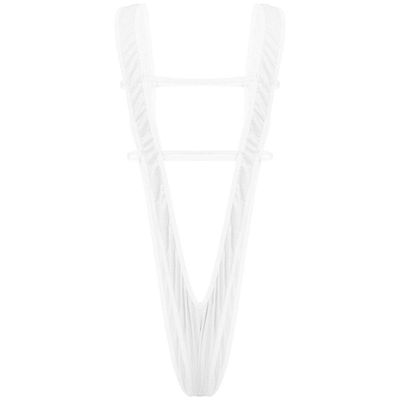 Aislor Women's Sling Shot One Piece Bikini Monokini V Shaped Thong Leotard Underwear White One Size