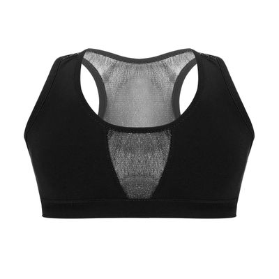 iiniim Kids Big Girls Shiny Mesh Splice Racer Back Bra Crop Tank Top for Gym Running Cycling Yoga Sports Outfit Black 14