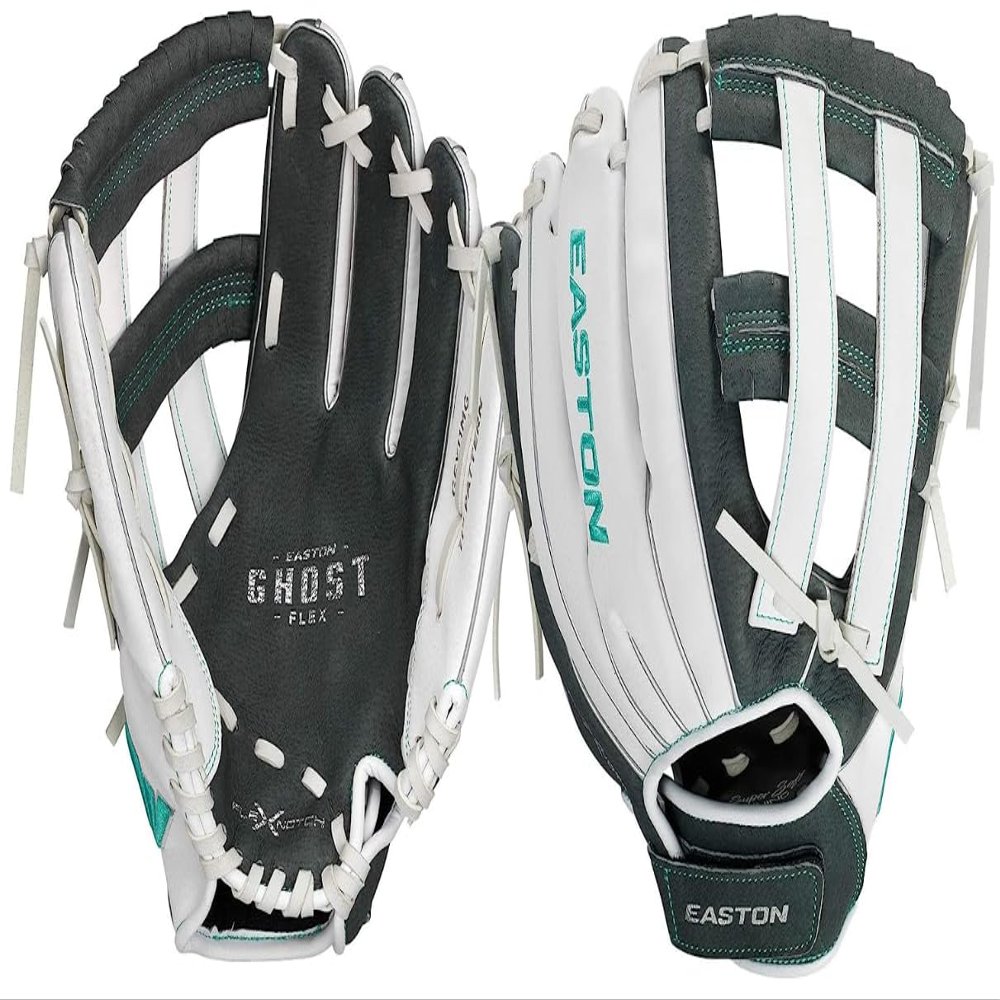 Easton | GHOST FLEX Youth Softball Glove | Right Hand Throw | 11" | Grey/White/Mint