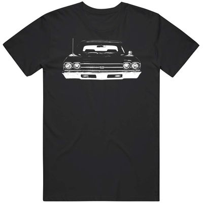 1969 Chevy Chevelle Front View Silhouette T Shirt L Black