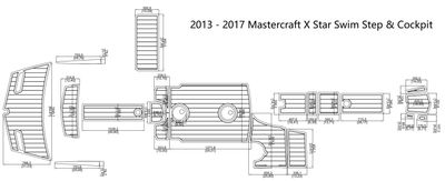 JZ 2013-2017 Mastercraft X Star Swim Step & Cockpit Boat EVA Teak Decking 1/4" 6mm (Grey and Light Blue)