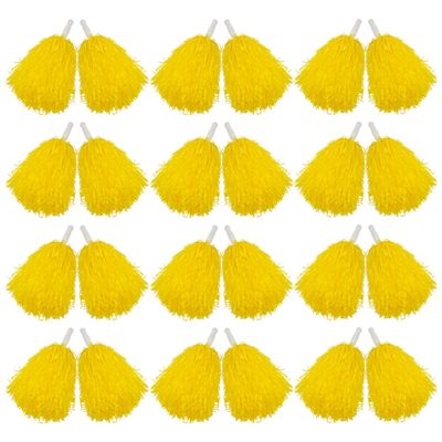 Hooshing 12PCS Cheerleading Pom Poms Yellow Plastic Cheer Pom Poms with Handles for Team Spirit Sports Party Dance
