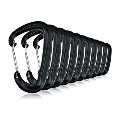 10 PCS D Ring Carabiner Clips,12KN Aluminium Alloy Carabiners Camping(Black)