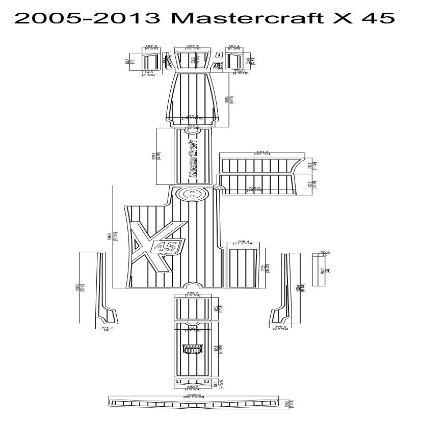 JZ 2005-2013 Mastercraft X45 Cockpit Boat EVA Teak Decking 1/4" 6mm (Brown and Black)