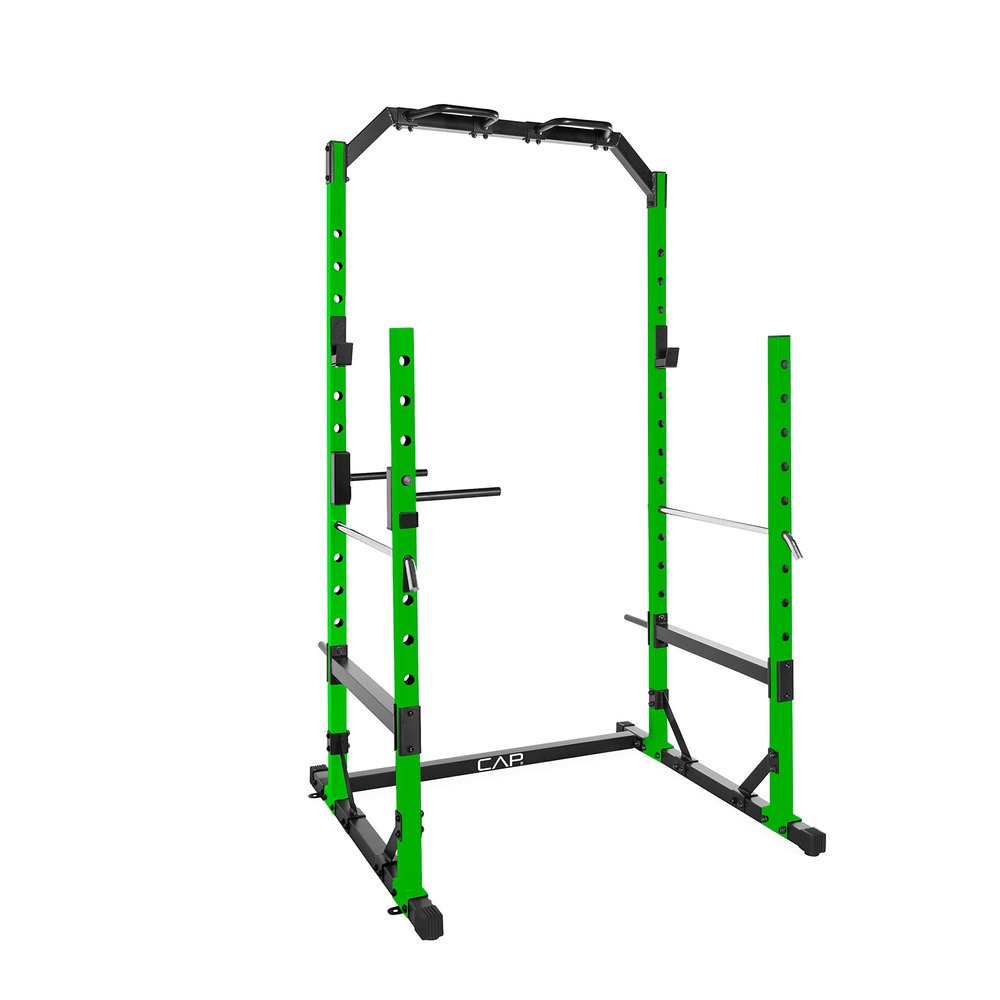 CAP Barbell Multi-Use Power Rack Heavy-Duty Power Cage with Pull-Up Bar, Dip Handles, and J-Cup Catches Strength Training Gym Rack for Home or Garage Gym | Green
