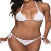 Women Two Piece Swimsuit Sexy Swimwear Halter String Triangle Bikini Sets White L view 1