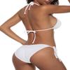 Women Two Piece Swimsuit Sexy Swimwear Halter String Triangle Bikini Sets White L view 3