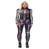URVIP Women Halloween Skeleton Costume Stretch Skinny Catsuit Jumpsuit Bodysuit BAX-111 S view 1