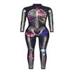 URVIP Women Halloween Skeleton Costume Stretch Skinny Catsuit Jumpsuit Bodysuit BAX-111 S view 3