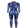 URVIP Women Halloween Skeleton Costume Stretch Skinny Catsuit Jumpsuit Bodysuit BAX-112 L view 4