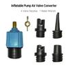 PeSandy SUP Pump Adaptor Air Valve Converter, 7MM Inlet Opening Air Pump Converter with 4 Standard Air Valve Nozzles for Inflatable Boat, Stand Up Paddle Board, Inflatable Bed, Etc - Blue view 2