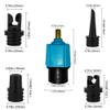 PeSandy SUP Pump Adaptor Air Valve Converter, 7MM Inlet Opening Air Pump Converter with 4 Standard Air Valve Nozzles for Inflatable Boat, Stand Up Paddle Board, Inflatable Bed, Etc - Blue view 3