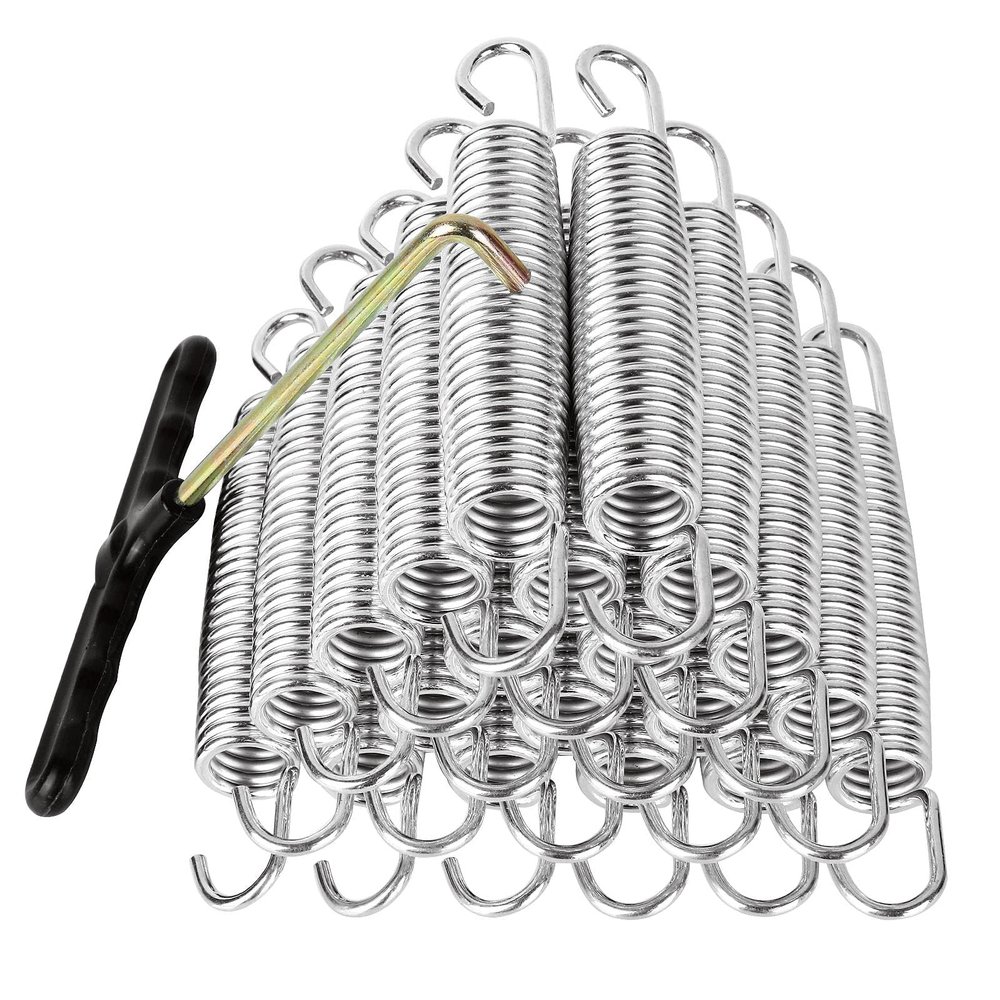 20 Pack 5.5 Inch Trampoline Spring Heavy Duty Galvanized Steel Replacement Trampoline Parts Springs with Pull Tool T-Hook for Outdoor Trampoline Aotob, Skywalker, JumpKing, UpperBounce, SkyBound