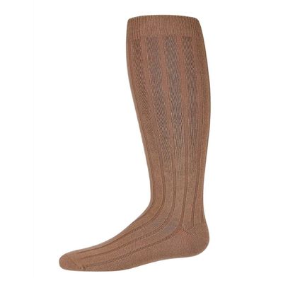 MeMoi Girls Wide Ribbed Cotton Blend Uniform Knee Socks Chino 8-9