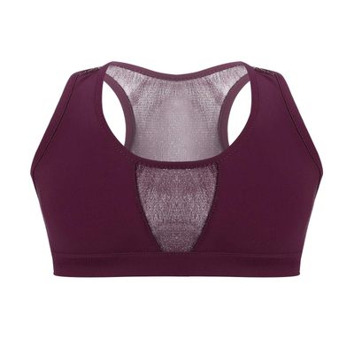 Mufeng Kids Girls Sleeveless Racer Back Crop Top Stretchy Mesh Splice Dancing Stage Performance Workout Tanks Tops Burgundy 14