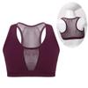 Mufeng Kids Girls Sleeveless Racer Back Crop Top Stretchy Mesh Splice Dancing Stage Performance Workout Tanks Tops Burgundy 14 view 2