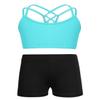 CHICTRY Kids' Girls' 2 Piece Activewear Set Strappy Sport Bra and Booty Short for Dancing Tumbling Athletic Gymnastics Strappy Mint Green 5-6 Years view 1