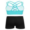 CHICTRY Kids' Girls' 2 Piece Activewear Set Strappy Sport Bra and Booty Short for Dancing Tumbling Athletic Gymnastics Strappy Mint Green 5-6 Years view 2