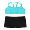 CHICTRY Kids' Girls' 2 Piece Activewear Set Strappy Sport Bra and Booty Short for Dancing Tumbling Athletic Gymnastics Strappy Mint Green 5-6 Years view 3