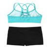 CHICTRY Kids' Girls' 2 Piece Activewear Set Strappy Sport Bra and Booty Short for Dancing Tumbling Athletic Gymnastics Strappy Mint Green 5-6 Years view 4