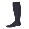 MeMoi Girls Wide Ribbed Cotton Blend Uniform Knee Socks Charcoal 9-11 view 1
