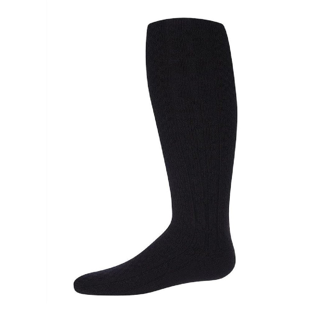 MeMoi Girls Cozy Cable Ribbed Knit Knee-High Socks Black 10-12