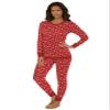 Comfort Choice Plus Size Thermal Crewneck Long-Sleeve Top - 4X, Classic Red Snow Fall view 1