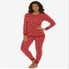 Comfort Choice Plus Size Thermal Crewneck Long-Sleeve Top - 4X, Classic Red Snow Fall view 3