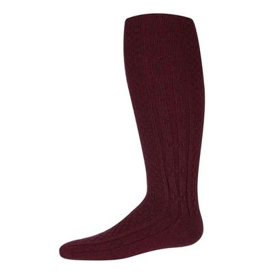 MeMoi Girls Cozy Cable Ribbed Knit Knee-High Socks Dark Maroon 9-11