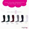 MeMoi Girls Cozy Cable Ribbed Knit Knee-High Socks Dark Maroon 9-11 view 3