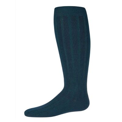 MeMoi Girls Wide Ribbed Cotton Blend Uniform Knee Socks Dark Hunter Green 7-8