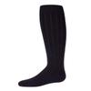 MeMoi Girls Wide Ribbed Cotton Blend Uniform Knee Socks Black 7-8 view 1