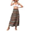 N /A Women Boho Floral Print High Elastic Waist Pleated A Line Long Summer Maxi Skirt Black view 1