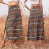 N /A Women Boho Floral Print High Elastic Waist Pleated A Line Long Summer Maxi Skirt Black view 3