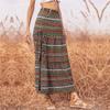 N /A Women Boho Floral Print High Elastic Waist Pleated A Line Long Summer Maxi Skirt Black view 4