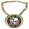 Express Medals Custom Cooking Chef Champ Chain Trophy with 2 Lines of Personalized Text on a Large Rigid Plastic Award Medal and 34 Inch Long Gold Color Neck Chain. FCL453 view 1