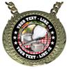 Express Medals Custom Cooking Chef Champ Chain Trophy with 2 Lines of Personalized Text on a Large Rigid Plastic Award Medal and 34 Inch Long Gold Color Neck Chain. FCL453 view 2