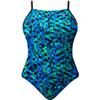 The Finals Women's Swanback Athletic One Piece Swimsuit, Blue/Green/Omega, 26 view 1