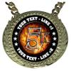 Express Medals Custom 5K Run Race Walk Champ Chain Trophy with 2 Lines of Personalized Text on a Large Rigid Plastic Award Medal and 34 Inch Long Gold Color Neck Chain. EMFCL815 view 2