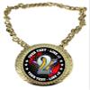 Express Medals Custom Second Place 2nd Runnerup Champ Chain Trophy with 2 Lines of Personalized Text on a Large Rigid Plastic Award Medal and 34 Inch Long Gold Color Neck Chain. FCL582 view 1