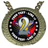 Express Medals Custom Second Place 2nd Runnerup Champ Chain Trophy with 2 Lines of Personalized Text on a Large Rigid Plastic Award Medal and 34 Inch Long Gold Color Neck Chain. FCL582 view 2