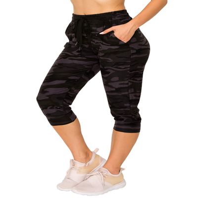 ALWAYS Women's Camo Capri Jogger - Skinny Fit Lightweight Premium Soft Stretch Pork Chop Pocket Sweatpants 153 M