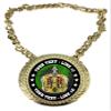 Express Medals Custom Prom King Champ Chain Trophy with 2 Lines of Personalized Text on a Large Rigid Plastic Award Medal and 34 Inch Long Gold Color Neck Chain. FCL501 view 1