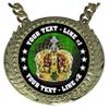 Express Medals Custom Prom King Champ Chain Trophy with 2 Lines of Personalized Text on a Large Rigid Plastic Award Medal and 34 Inch Long Gold Color Neck Chain. FCL501 view 2