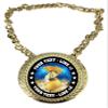 Express Medals Custom Music Champ Chain Trophy with 2 Lines of Personalized Text on a Large Rigid Plastic Award Medal and 34 Inch Long Gold Color Neck Chain. D55 view 1