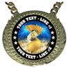 Express Medals Custom Music Champ Chain Trophy with 2 Lines of Personalized Text on a Large Rigid Plastic Award Medal and 34 Inch Long Gold Color Neck Chain. D55 view 2