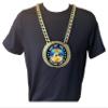 Express Medals Custom Music Champ Chain Trophy with 2 Lines of Personalized Text on a Large Rigid Plastic Award Medal and 34 Inch Long Gold Color Neck Chain. D55 view 3